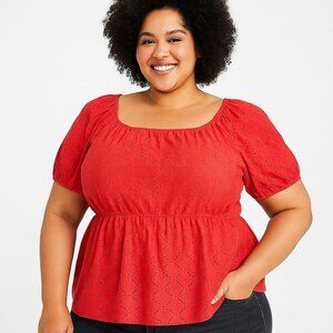 Lane Bryant Romantic Boho Coral Pink Summer Style Peplum Blouse Plus Size 18/20